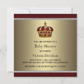 Invitation Red Gold Prince Baby shower garçon (Dos)
