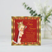 Invitation Red Gold Prince Jewel Baby shower (Debout devant)