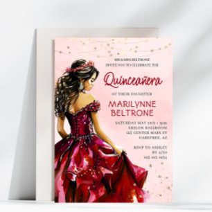 Invitation Red Gold Princess Quinceañera