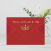 Invitation Red Gold Princess Sweet 16 Party (Debout devant)