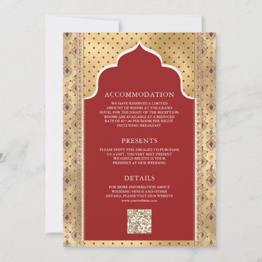Invitation Red Gold QR Code Anand Karaj Sikh Mariage (Dos)