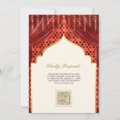 Invitation Red Gold Quatrefoil QR Code Sikh Mariage (Dos)