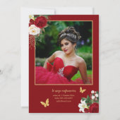 Invitation Red & Gold Quinceanera en espagnol (Dos)