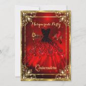 Invitation Red Gold Quinceanera robe Masquerade Party (Devant)