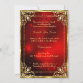 Invitation Red Gold Quinceanera robe Masquerade Party (Dos)