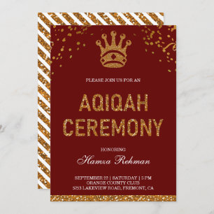 Invitation Red Gold Royal Crown Prince Aqiqah