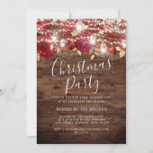 Invitation Red Gold Rustic Foliting Feux Noël (Devant)