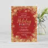 Invitation Red Gold Snowflake Corporate Fête (Debout devant)