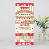 Invitation Red & Gold Sports Billet à thème Anniversaire (Debout devant)