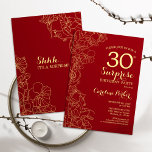 Invitation Red Gold Surprise 30e anniversaire<br><div class="desc">Red Gold Floral Surprise 30th Birthday Party Invitation. Design moderne minimaliste avec accents botaniques et police de script de typographie. Carte invitation florale simple parfaite pour une célébration anniversaire surprise femme élégante. Peut être customisé à n'importe quel âge.</div>