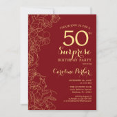 Invitation Red Gold Surprise 50e anniversaire fête (Devant)