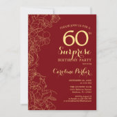 Invitation Red Gold Surprise 60e anniversaire fête (Devant)