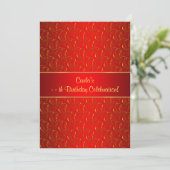 Invitation Red Gold Swirl N'importe quel nombre Anniversaire (Debout devant)