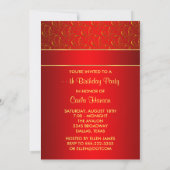 Invitation Red Gold Swirl N'importe quel nombre Anniversaire (Dos)