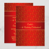 Invitation Red Gold Swirl N'importe quel nombre Anniversaire (Devant / Derrière)