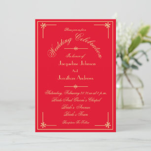 Invitation Red & Gold tout en un RSVP Mariage de site Web de 