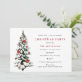 Invitation Red Gold Traditional Tree fête de Noël (Debout devant)