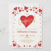 Invitation Red Gold Valentines Sweetheart Engagement Party (Devant)