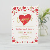 Invitation Red Gold Valentines Sweetheart Engagement Party (Debout devant)
