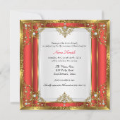 Invitation Red Gold White Pearl Princess Quinceanera (Dos)