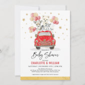 Invitation Red Gold Winter Arctic Animaux Baby shower neutre (Devant)