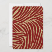 Invitation Red Gold Zebra Print Faux Parties scintillant Fête (Dos)