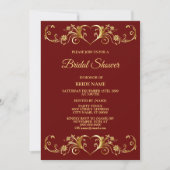 Invitation Red Golden Geometric Elegant Bridal Shower Party (Devant)