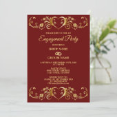 Invitation Red Golden Geometric Elegant Engagement Party (Debout devant)