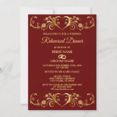 Invitation Red Golden Geometric Wedding Rehearsal Dinner (Devant)