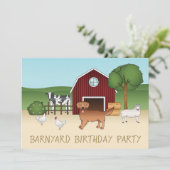 Invitation Red Golden Retriever à une ferme - fête d'annivers (Debout devant)