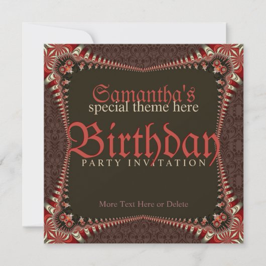 Invitation Red Gothic Thème spécial Anniversaire Fête Invitat (Devant)