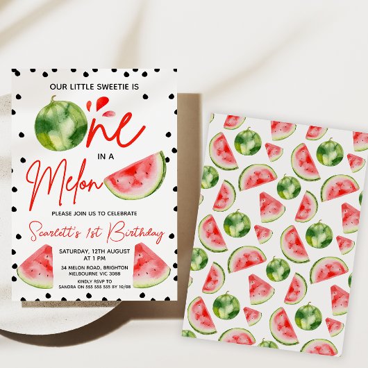 Invitation Red Green Black Modern One In A Melon 1er Annivers