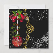 Invitation Red green Black Snowflon Dîner de Noël (Dos)