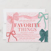 Invitation Red & Green Bow rose Favoris Fête (Devant)
