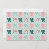 Invitation Red & Green Bow rose Favoris Fête (Dos)