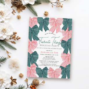 Invitation Red & Green Bows Favorite Things Fête de Vacances