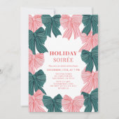 Invitation Red & Green Bows Noël Soirée (Devant)