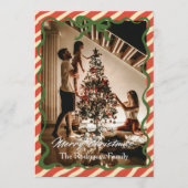 Invitation Red Green Christmas Family Photo Greeting Card (Devant)