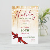 Invitation Red & Green Christmas Holiday Open House Party (Debout devant)