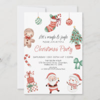 Red Green Cute Père Noël Christmas Party Invitatio