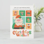 Invitation Red Green Doodle mignon Santa Claus voeux de Noël (Debout devant)