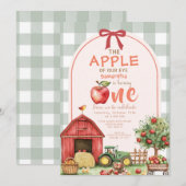 Invitation Red Green En vichy Apple Watercolor (Devant / Derrière)