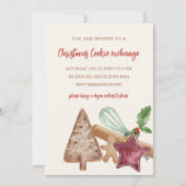 Invitation Red Green Festive Cookie Exchange Christmas Party (Devant)