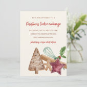 Invitation Red Green Festive Cookie Exchange Christmas Party (Debout devant)