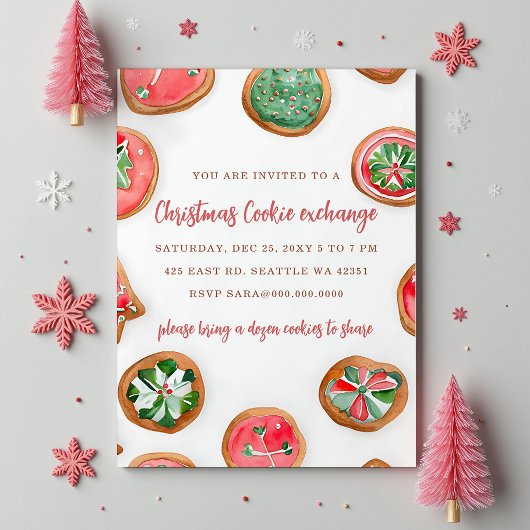 Invitation Red Green Festive Cookie Exchange Christmas Party