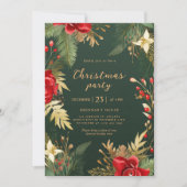 Invitation Red Green Gold Élégante fête de Noël (Devant)