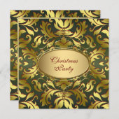 Invitation Red Green Gold Leaf Fête de Noël d'entreprise (Devant / Derrière)