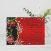 Invitation Red green Gold Snowflop Noël Dîner de Noël 5 (Debout devant)