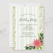 Invitation Red Green Gold Sparkle Poinsettia Fête (Devant)
