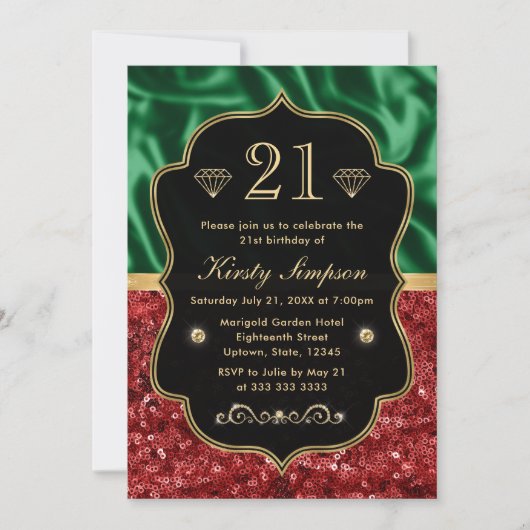 Invitation Red & Green Holiday Shimmer Anniversaire (Devant)